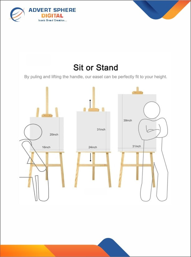 Wooden Easel Stand – Premium Pine Wood Display & Painting Easel